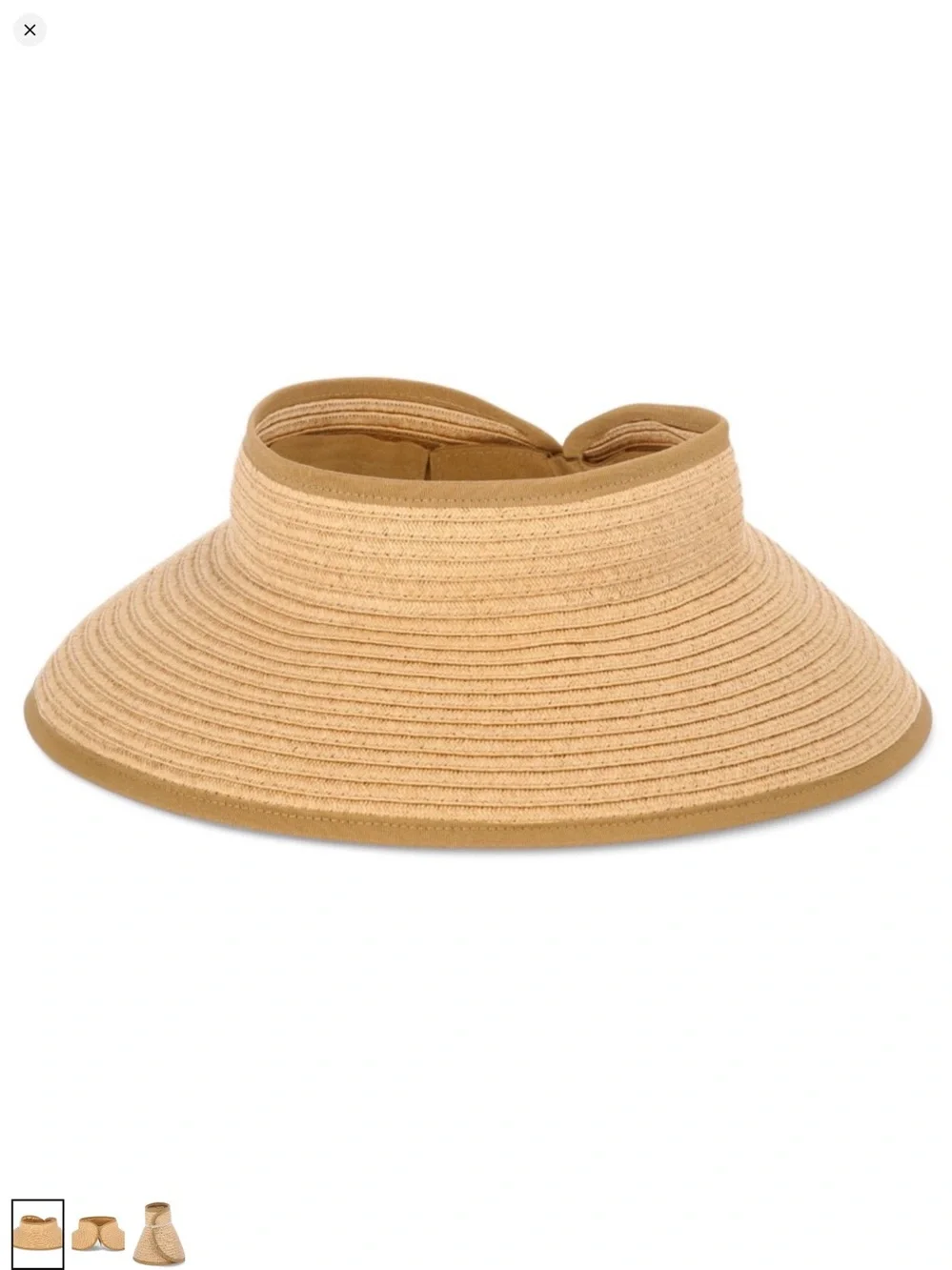 Pack of 3 Women's Wide Brim Packable straw Visors Tan, black Stripe & Black NWT